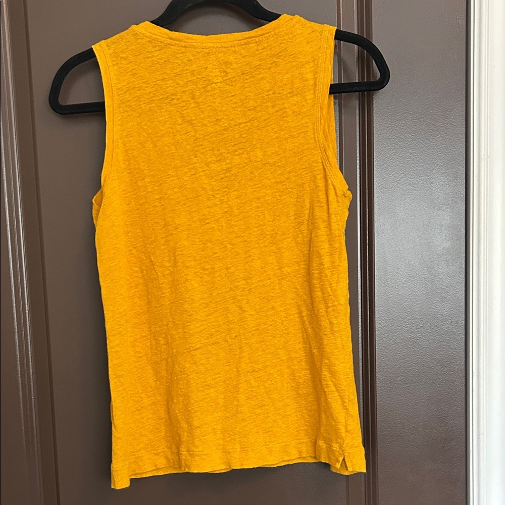 J. Crew 100% Linen Sleeveless V-Neck Pocket Tank in Mustard Yellow Small - Picture 5 of 6